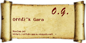 Offák Gara névjegykártya